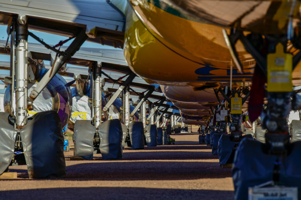 A320 aircraft undergoing storage and maintenance at APAS in optimal climatic environment