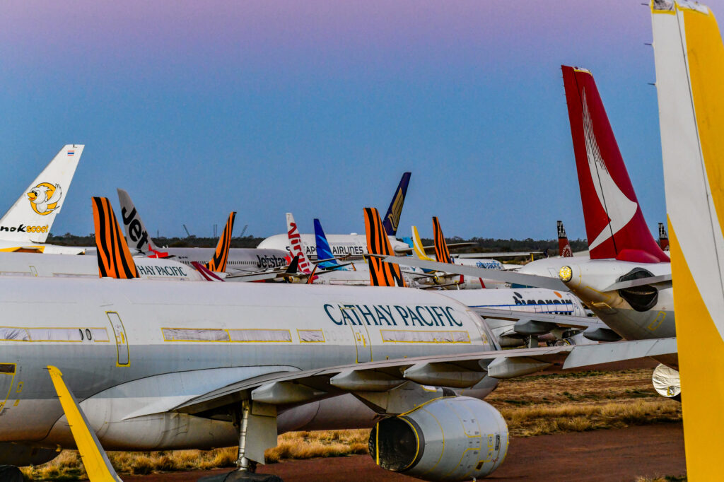 Aircraft from multiple airlines around the world undergoing storage and maintenance at APAS in Alice Springs, Australia.